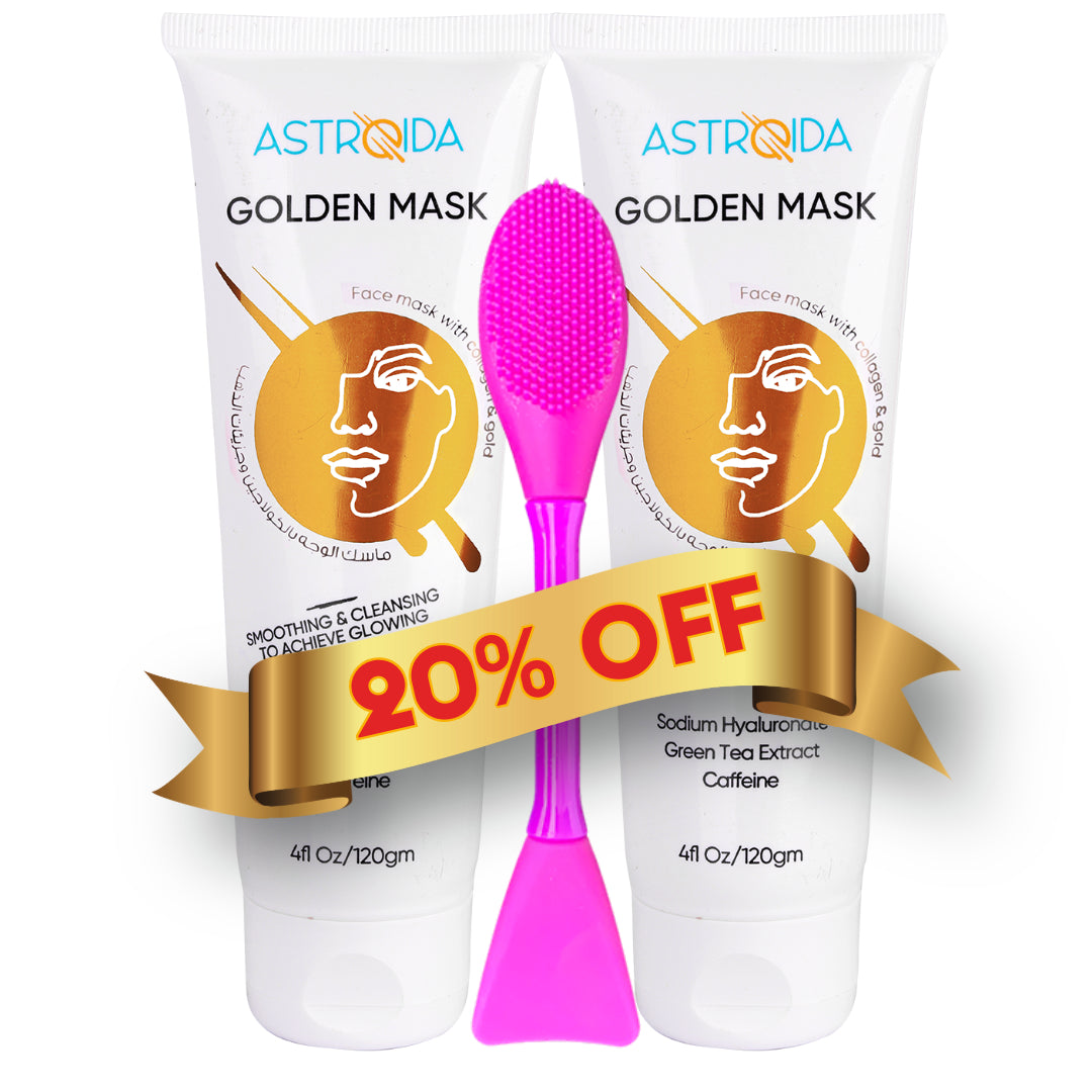 Astroida Golden Rejuvenating Mask Pack of 2 + Silicon Brush